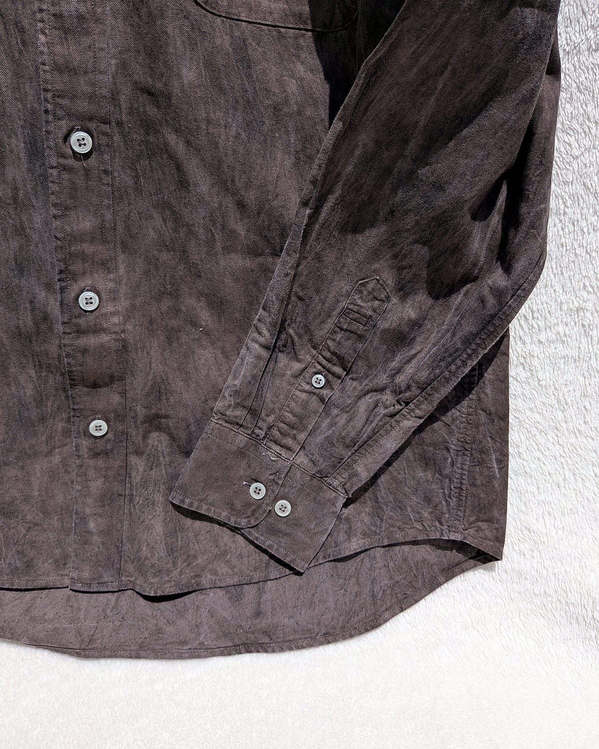 Kakishibu-dyed Oxford button-down shirt, cuff detail